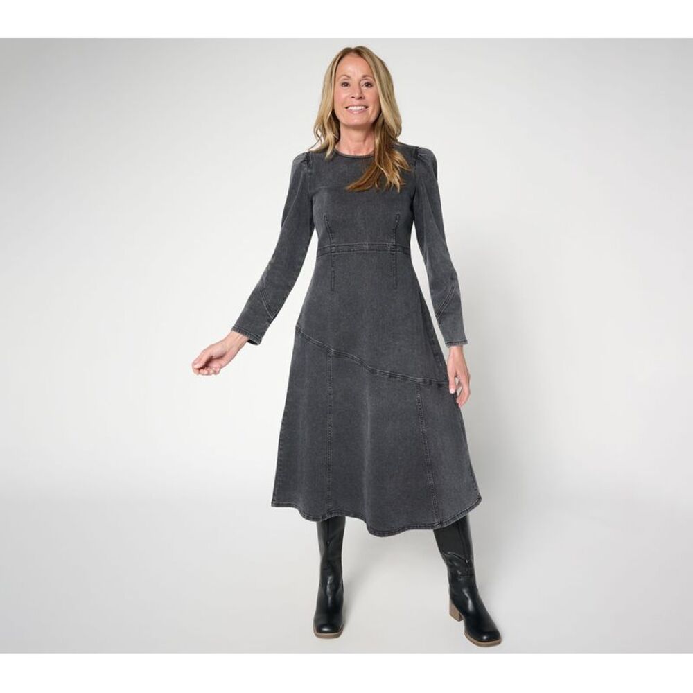 Wacoal Women's Petite Dress PS Label Denim Midi Gray A704106